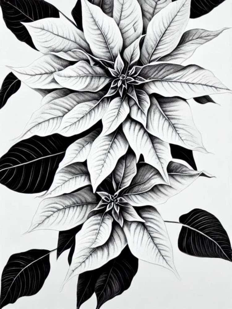 Poinsettia B&W Pencil 2 Flower