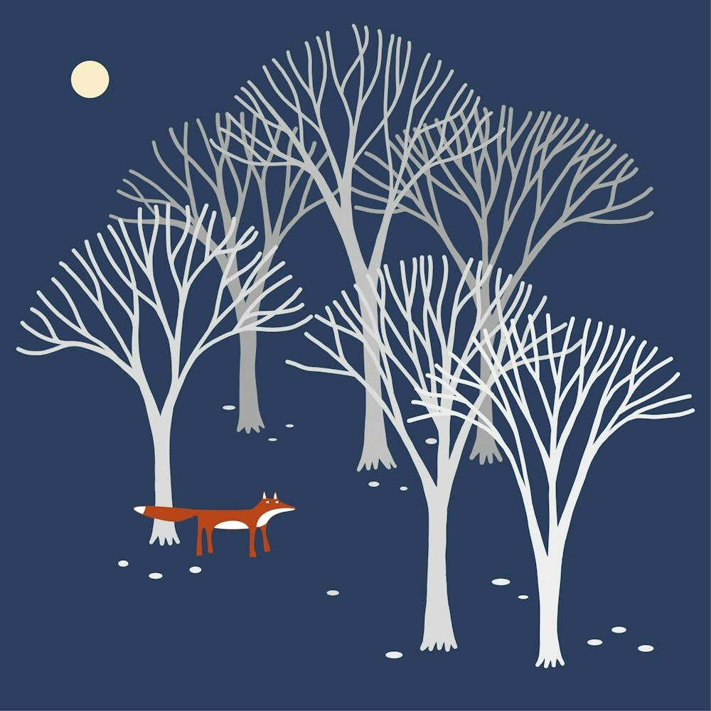 Lone Fox In The Trees at Midnight