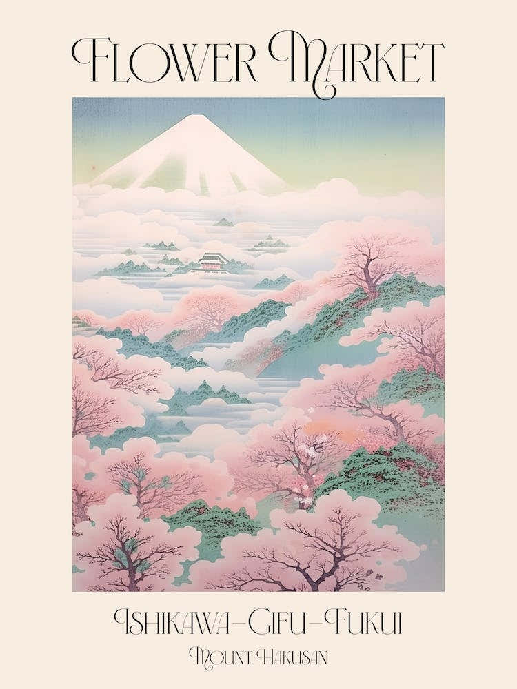 Flower Market Mount Hakusan In Ishikawa Gifu Fukui, Japanese Landscape 4 Poster