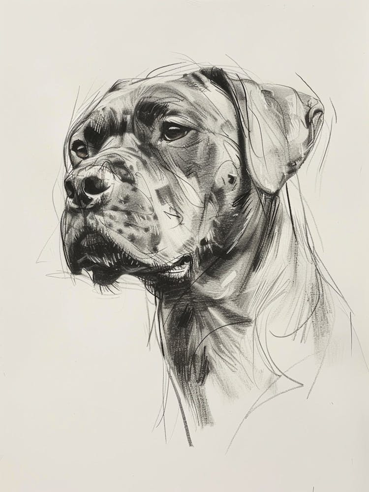 Bullmastiff Dog Charcoal Line 3