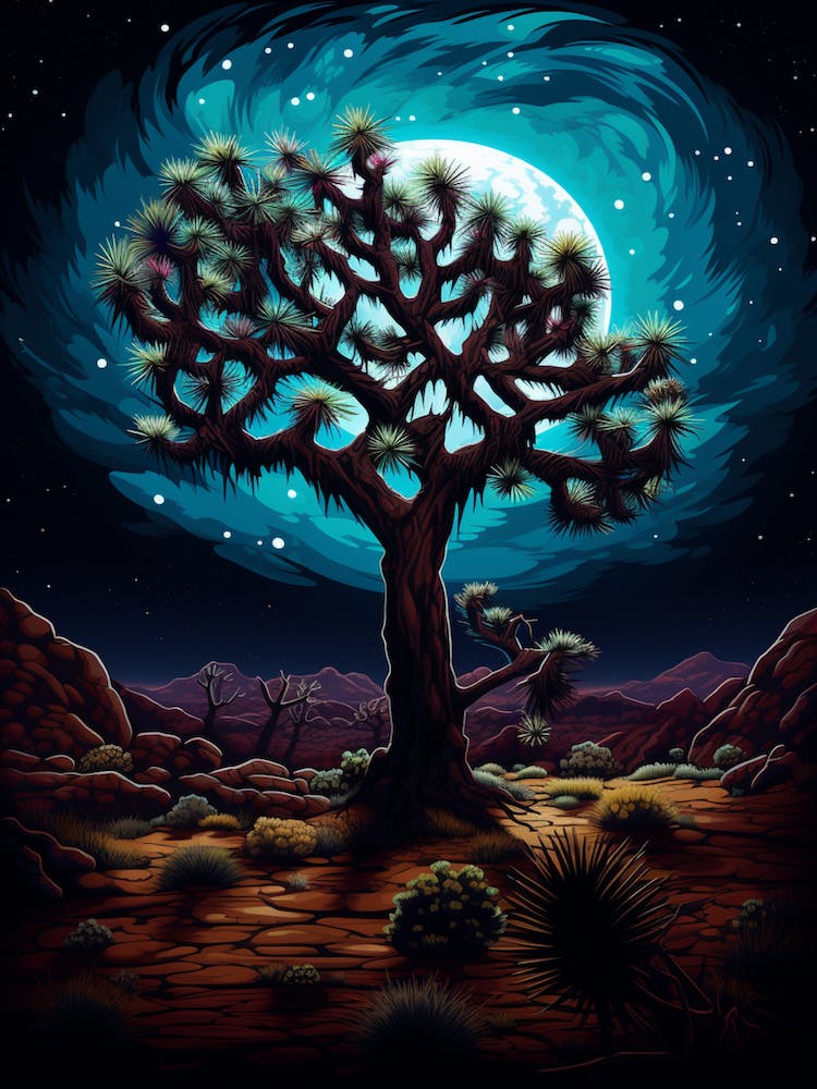 Joshua Tree At Night In South Western Style (2)
