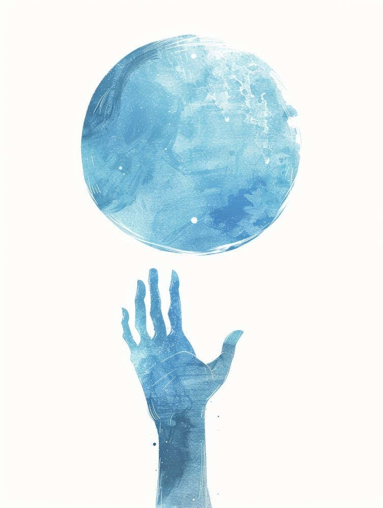 Hand Holding A Blue Globe