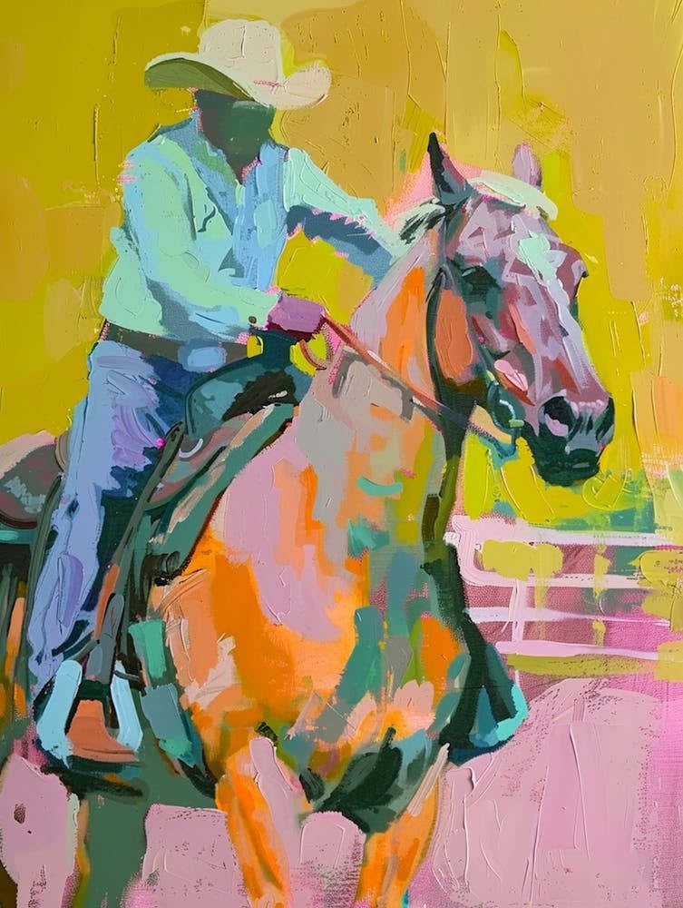 Pink And Yellow Cowboy Painting 3