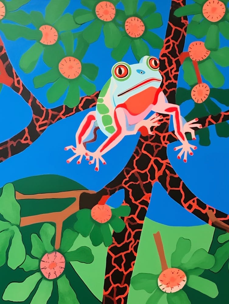 Maximalist Animal Painting Red Eyed Tree Frog 1
