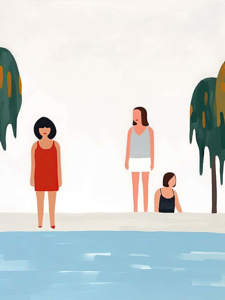 Tiny People At The Pool Illustration 4
