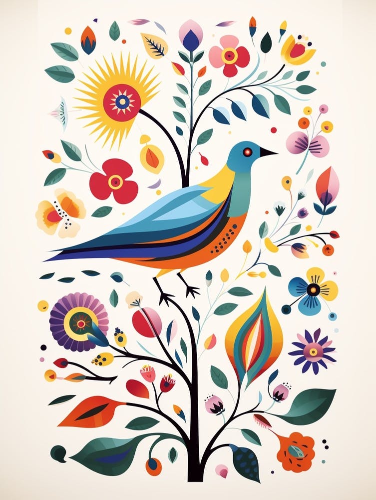 Scandinavian Bird Illustration Mockingbird 1