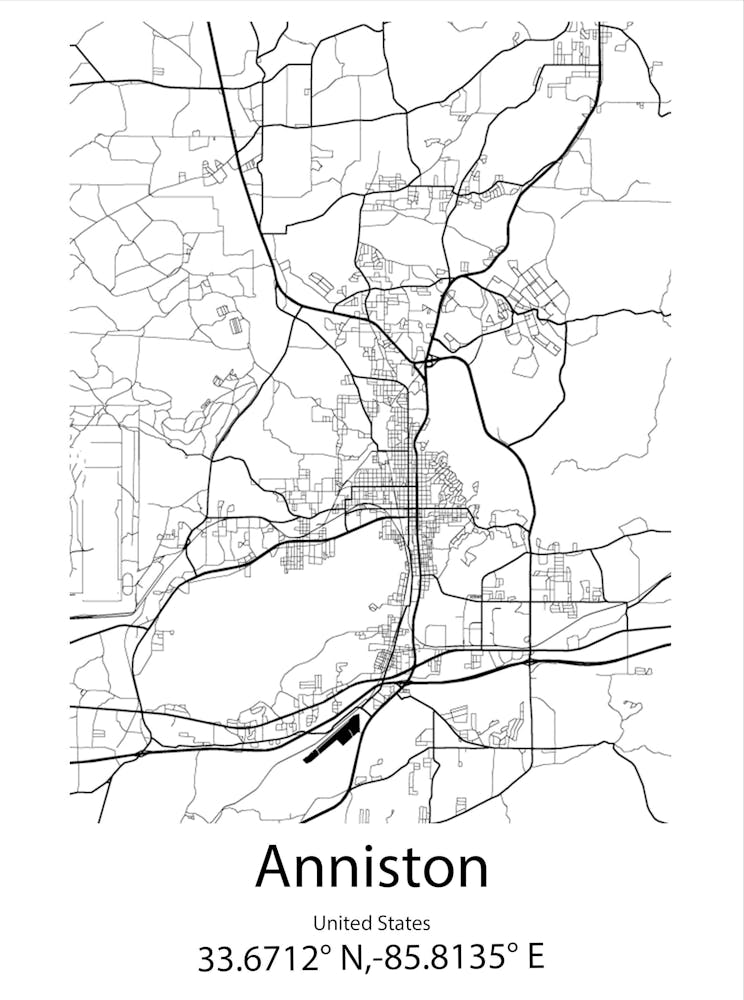 Anniston,United States Minimalist Map