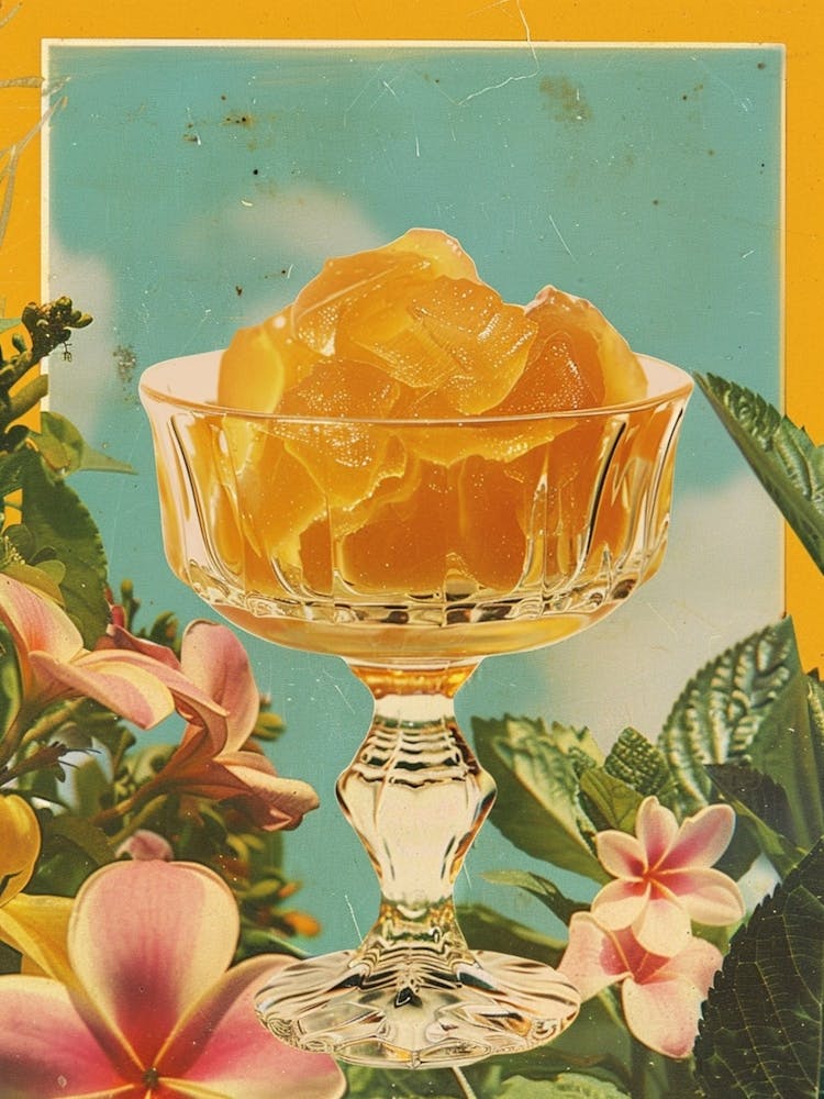 Yellow Jellied Candy Sweets Retro Collage 1