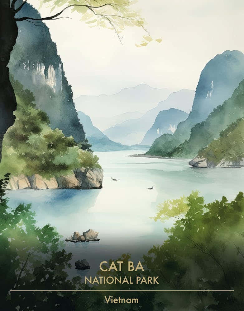 Cat Ba National Park Vietnam Watercolour 2
