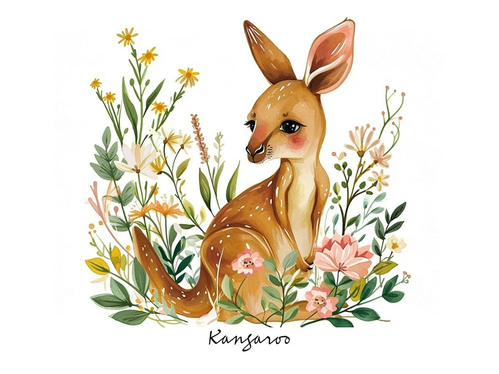 Little Floral Kangaroo 1 Poster