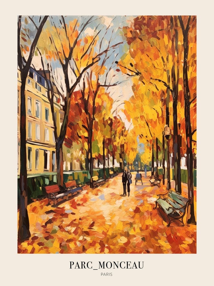 Autumn City Park Painting Parc Monceau Paris France 1 Poster