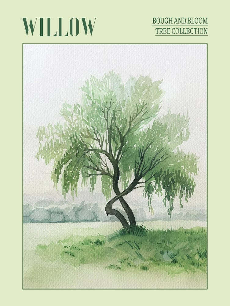 Willow Tree Atmospheric Watercolour Painting 6 Poster