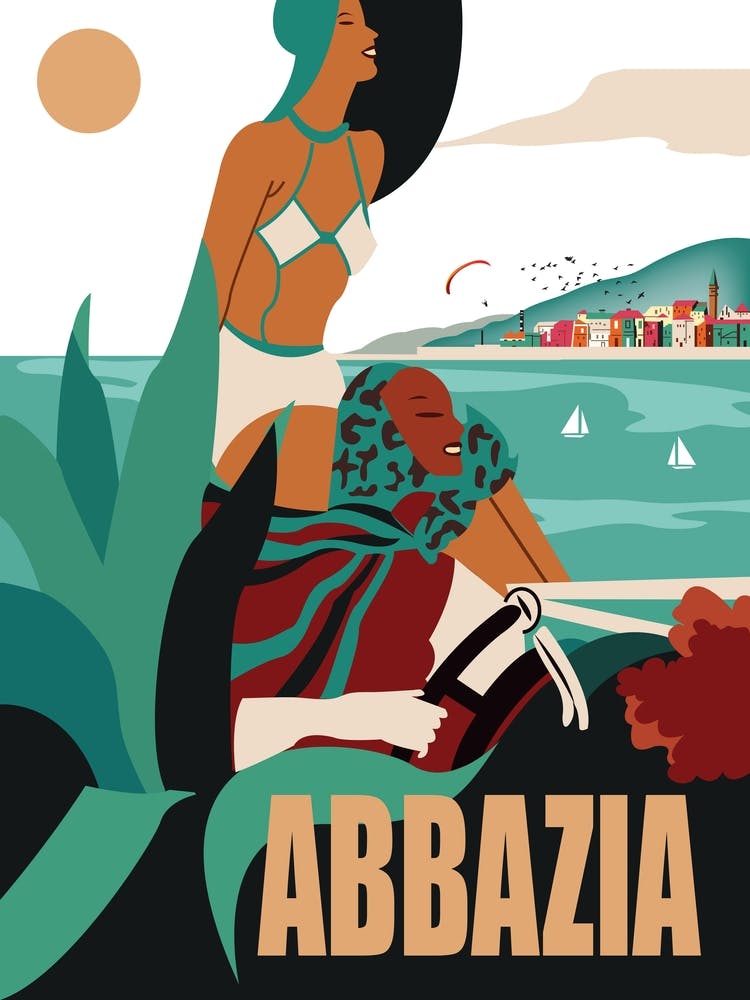 Abbazia, Opatia, Ladies on a Car Ride