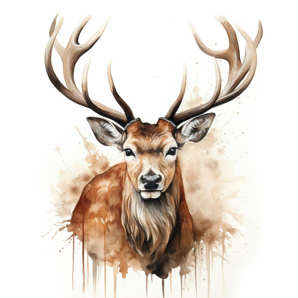Deer Head Watercolor Painting 2