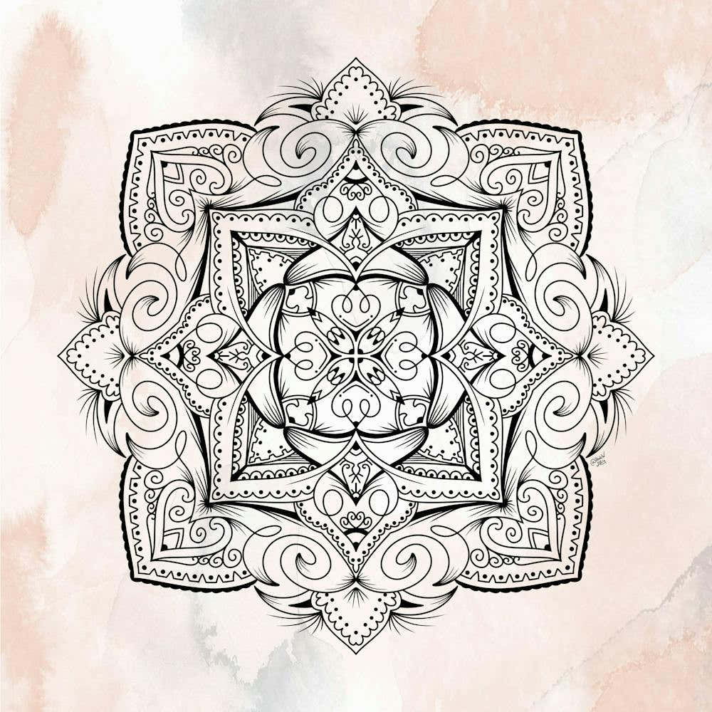 Mandala on Colorful Watercolor Background