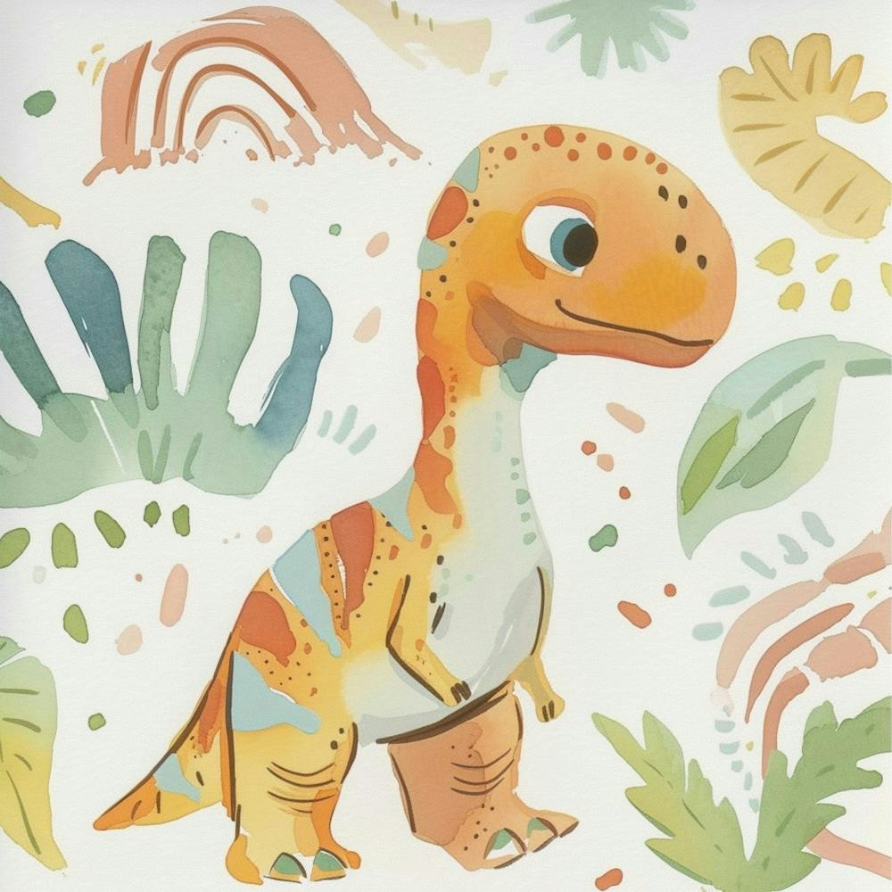 Allosaurus Dinosaur Muted Pastels Pattern 1