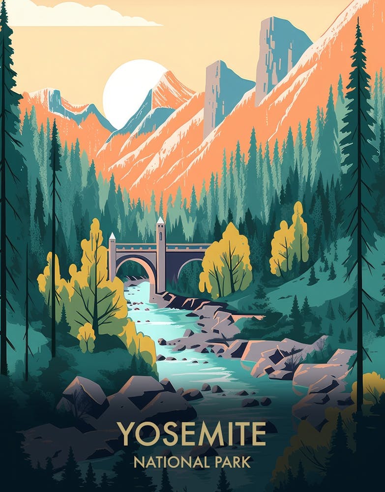 Yosemite National Park Vintage Travel Poster 1