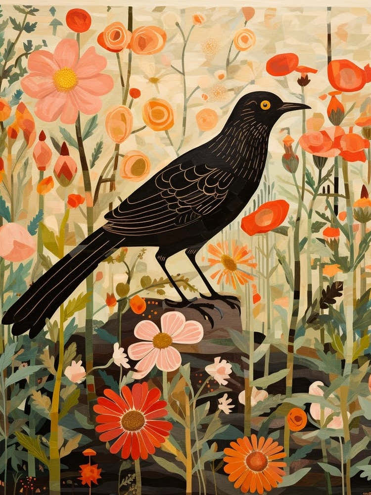 Blackbird 2 Detailed Bird Painting