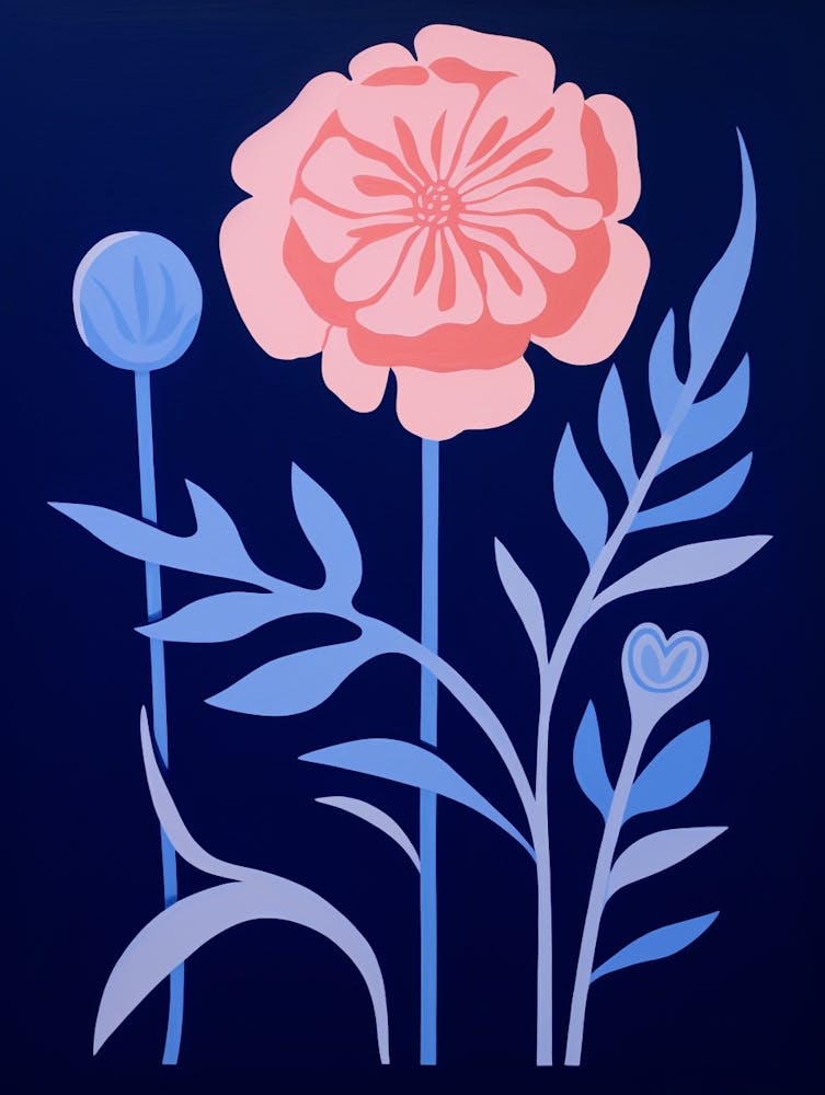 Blue Flower Illustration Carnation 4