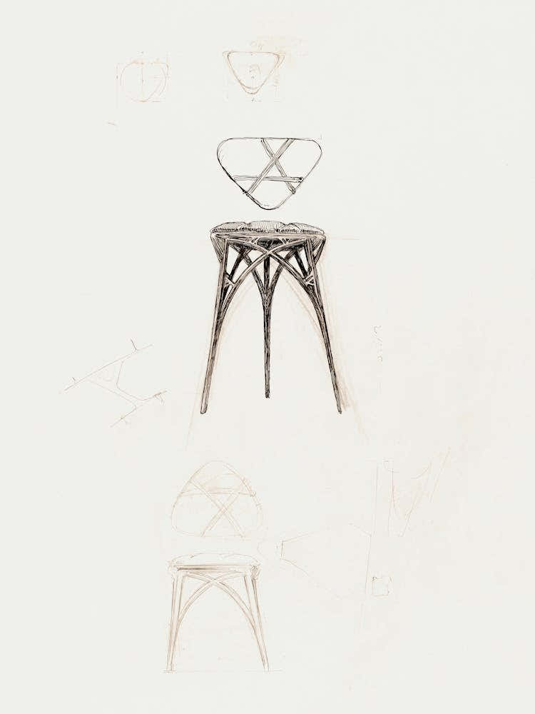 Stool For Fouquet Boutique, Alphonse Mucha