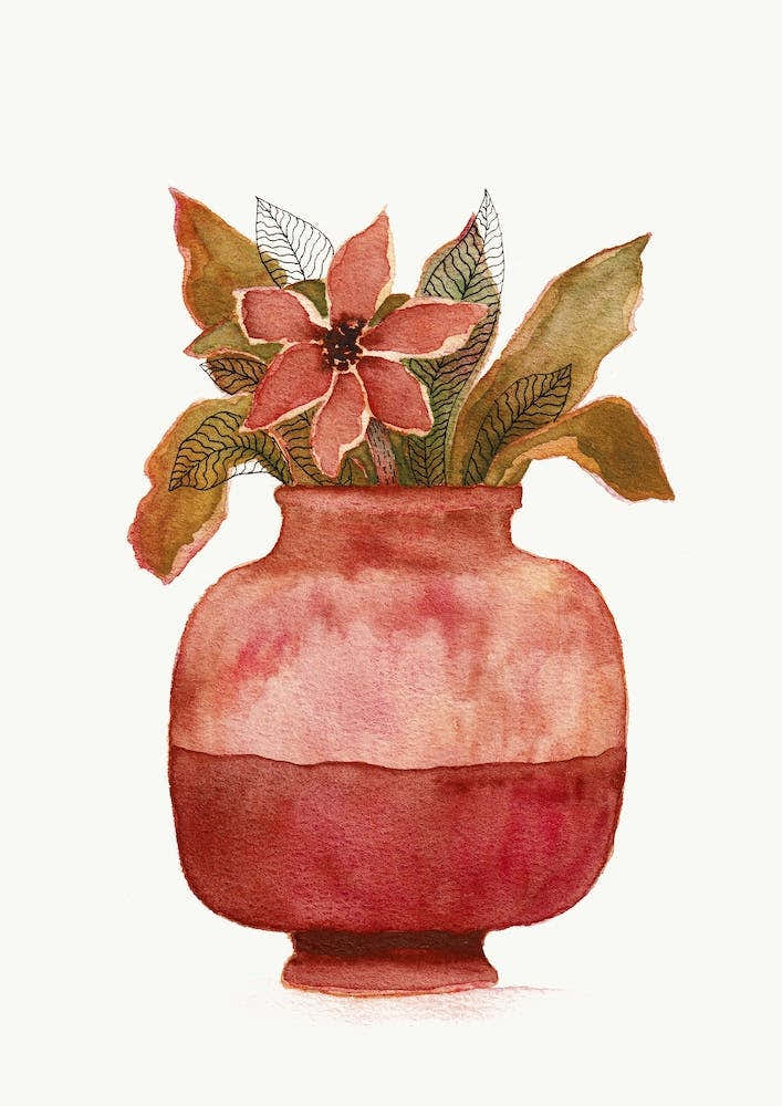 Watercolor Plant In A Pot