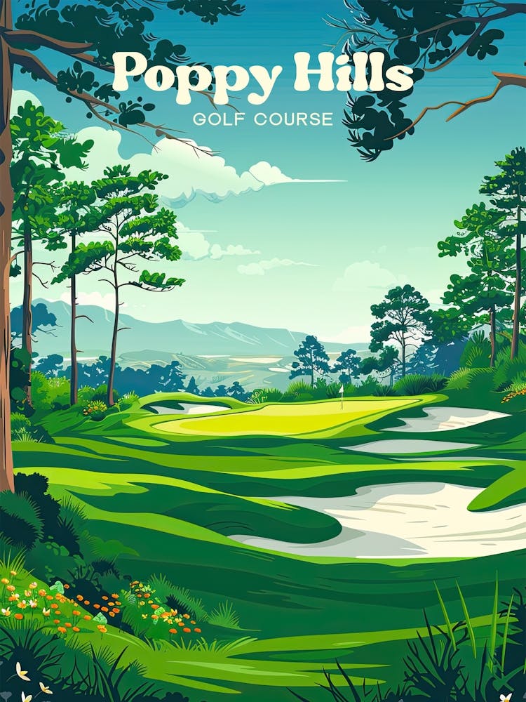 Poppy Hills Golf Course California Travel Illustration