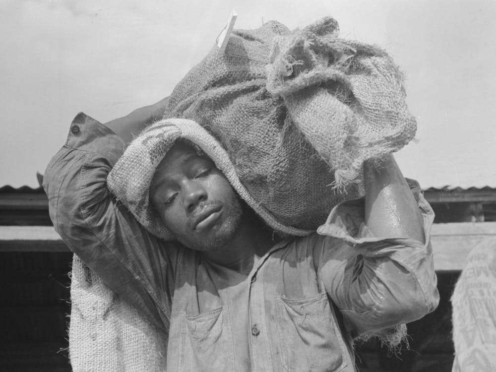 Stevedore With Sack Of Oysters, Olga, Louisiana By Russell Lee 2