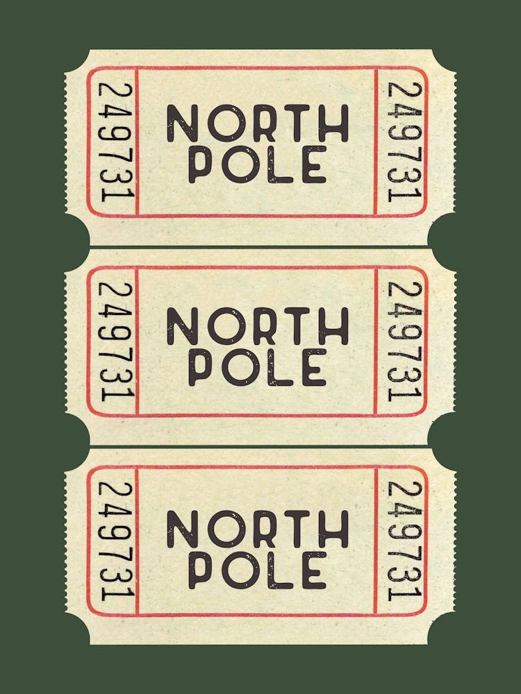 Green North Pole Christmas Ticket
