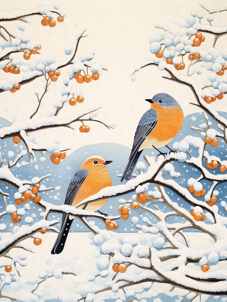 Winter Bird Painting Bluebird 1