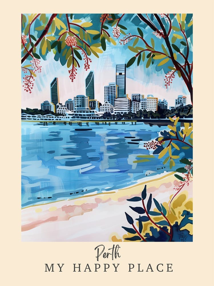 My Happy Place Perth 3 Travel Poster