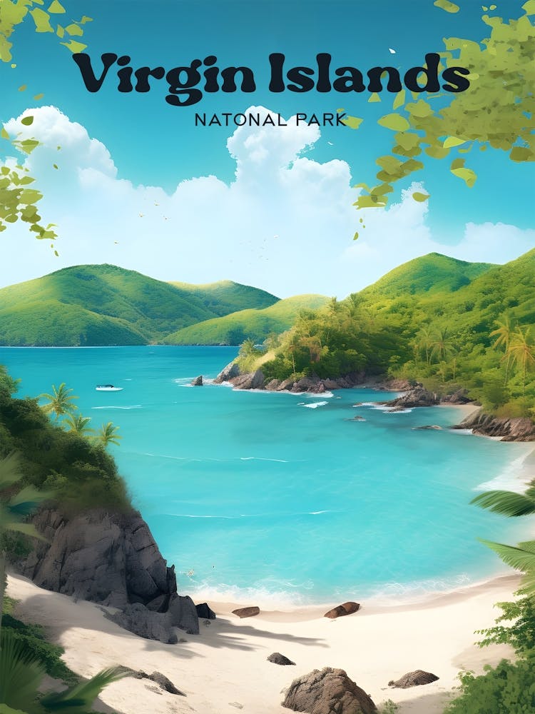 Virgin Islands National Park Beach Modern Travel Art