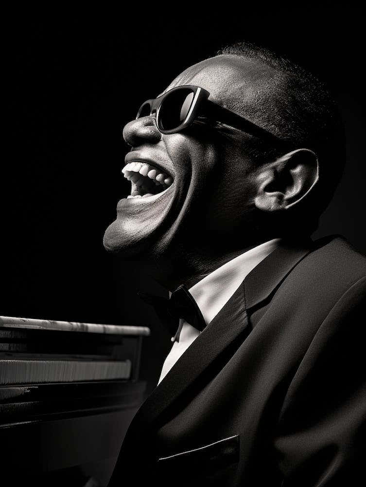 Black And White Photograph Of Ray Charles 3