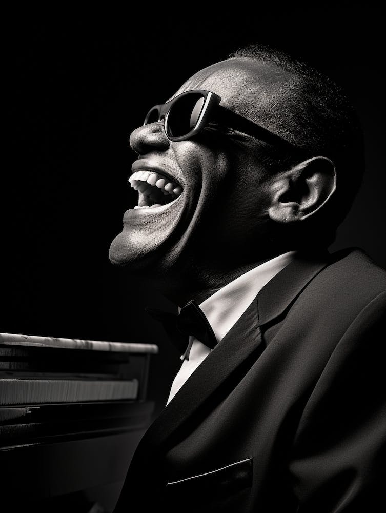 Black And White Photograph Of Ray Charles 3