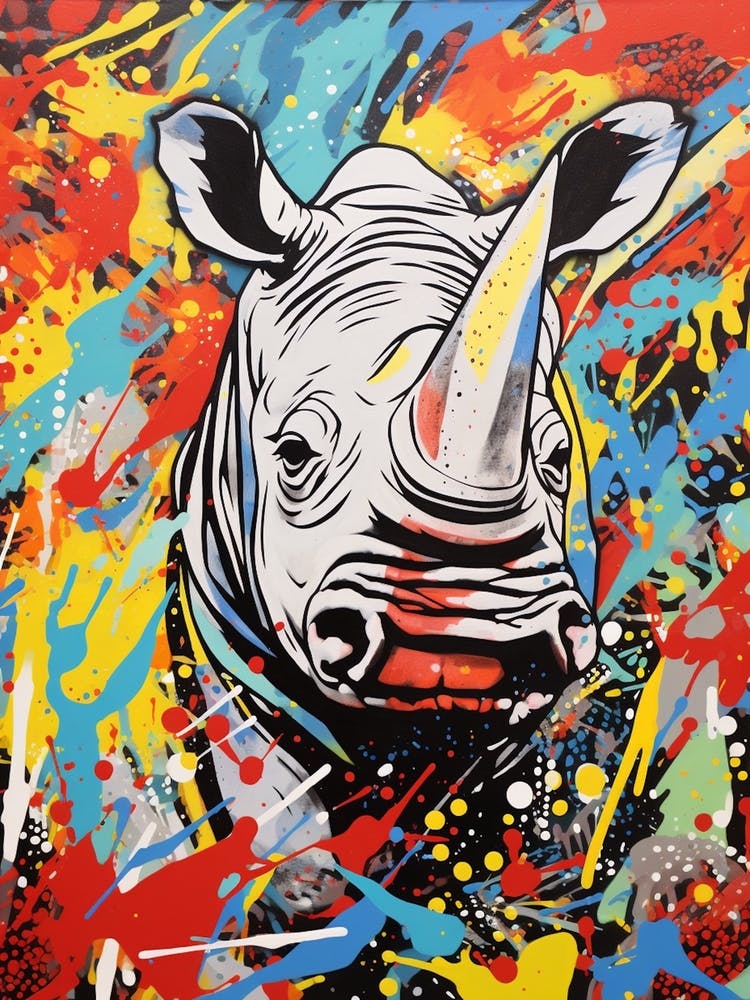 Rhino Paint Splash Pop Art Inspired 1