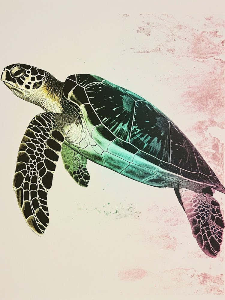 Rainbow Minimal Textured Sea Turtle  2