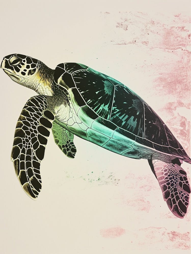Rainbow Minimal Textured Sea Turtle  2