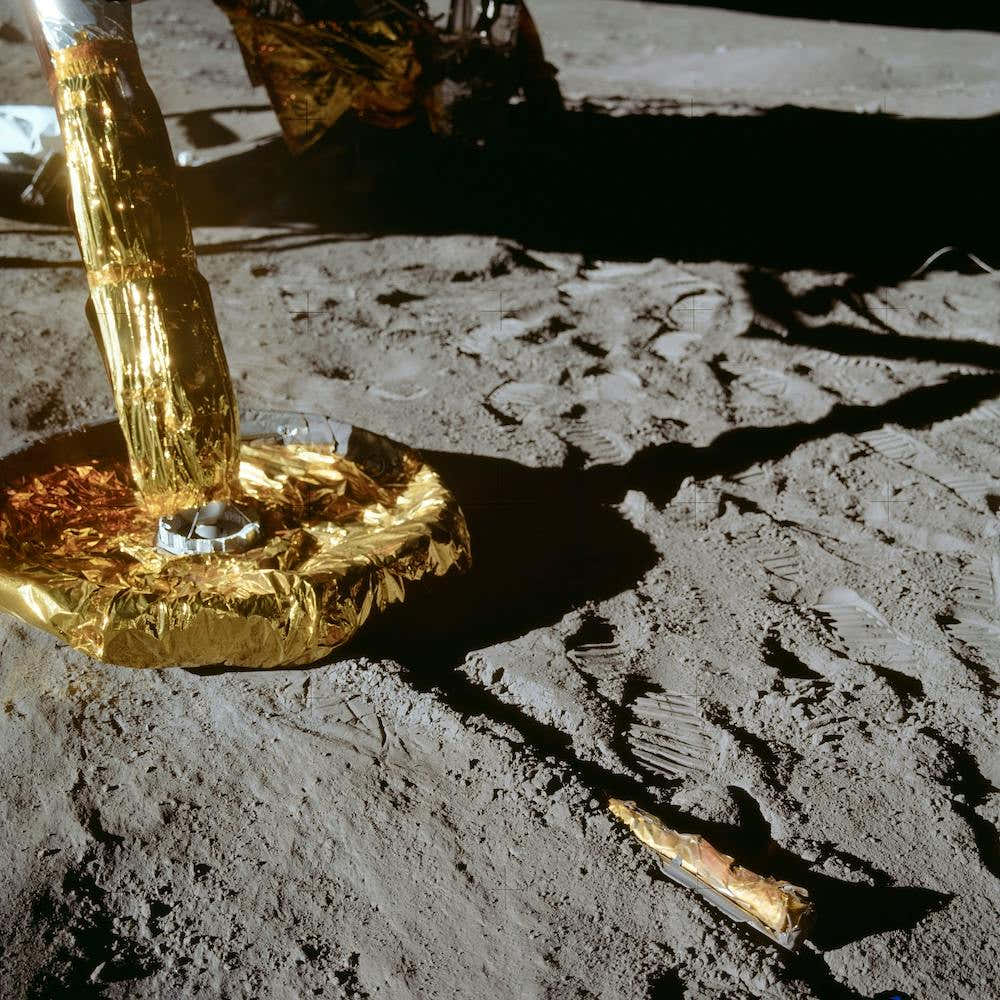 A Close Up View Of A Footpad Of The Apollo 11 Lunar Module As It Rested On The Surface Of The Moon