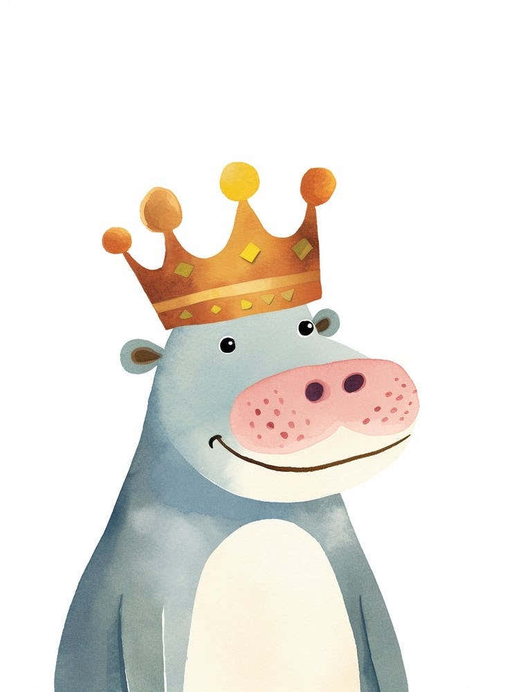 Little Hippo 5 Wearing A Crown