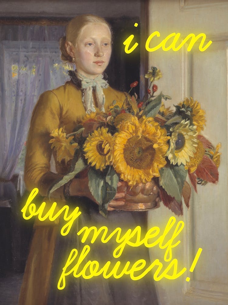 I can buy myself flowers - Vintage altered art - Trendy wall art