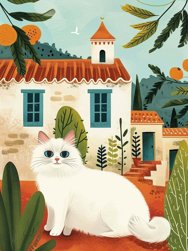 Birman Cat Storybook Illustration 3