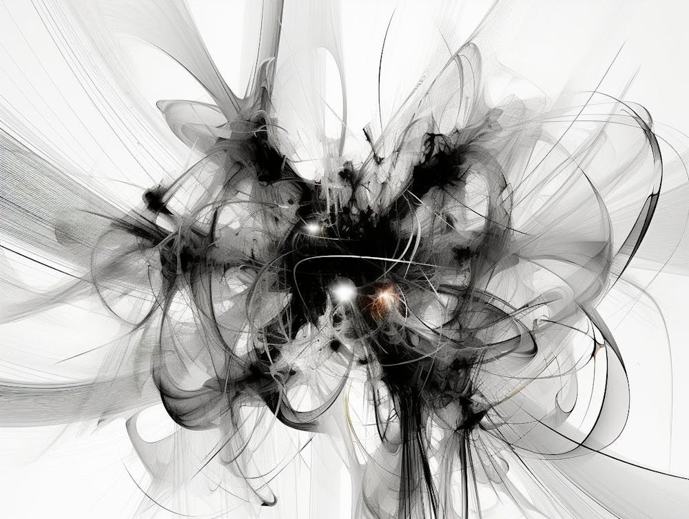 Quantum Entanglement Abstract Black And White 5