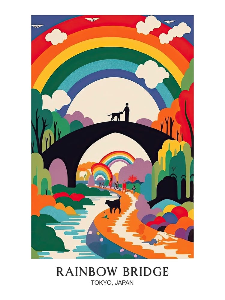 Rainbow Bridge, Tokyo, Japan, Colourful Travel Poster