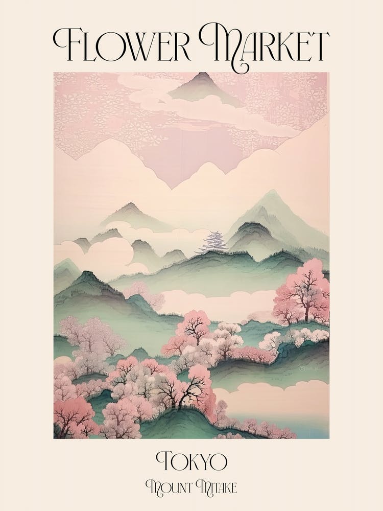 Flower Market Mount Mitake In Tokyo, Japanese Landscape 4 Poster