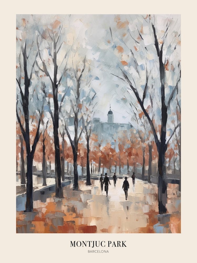Winter City Park Poster Montjuc Park Barcelona 1