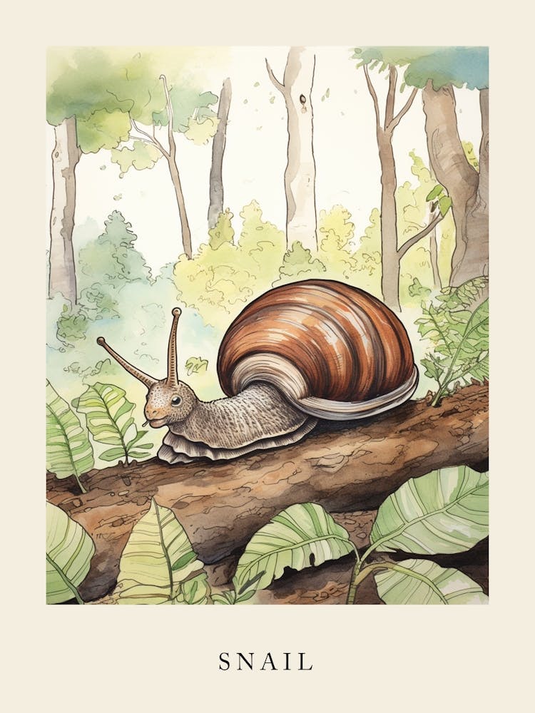 Beatrix Potter Inspired  Animal Watercolour Snail