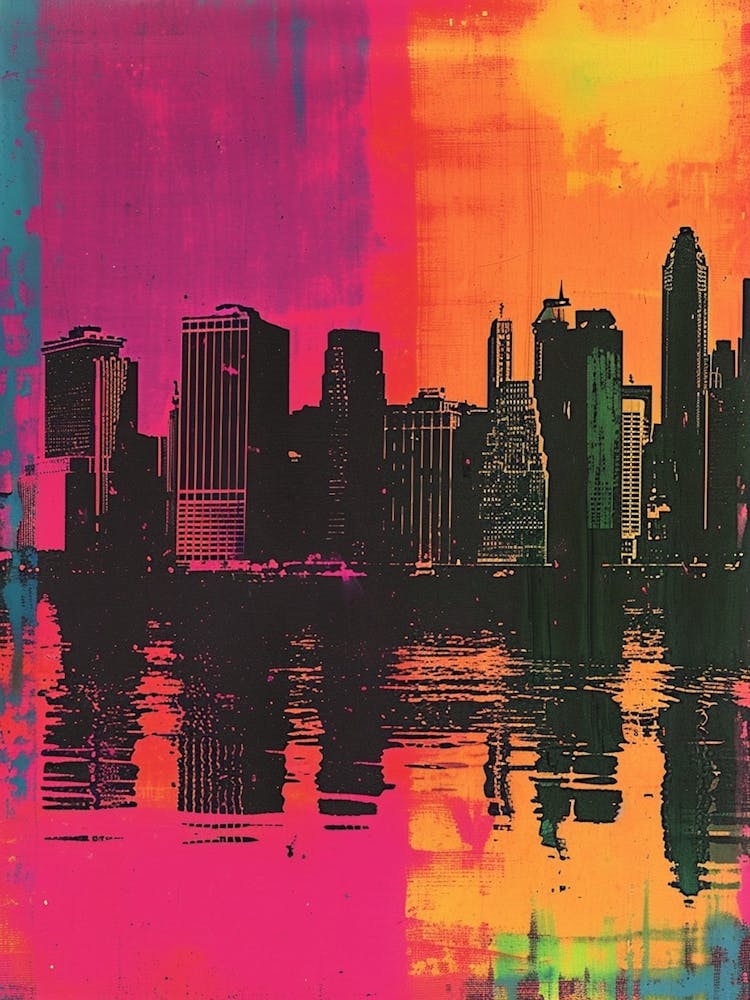 City Skyline Retro Polaroid Inspired