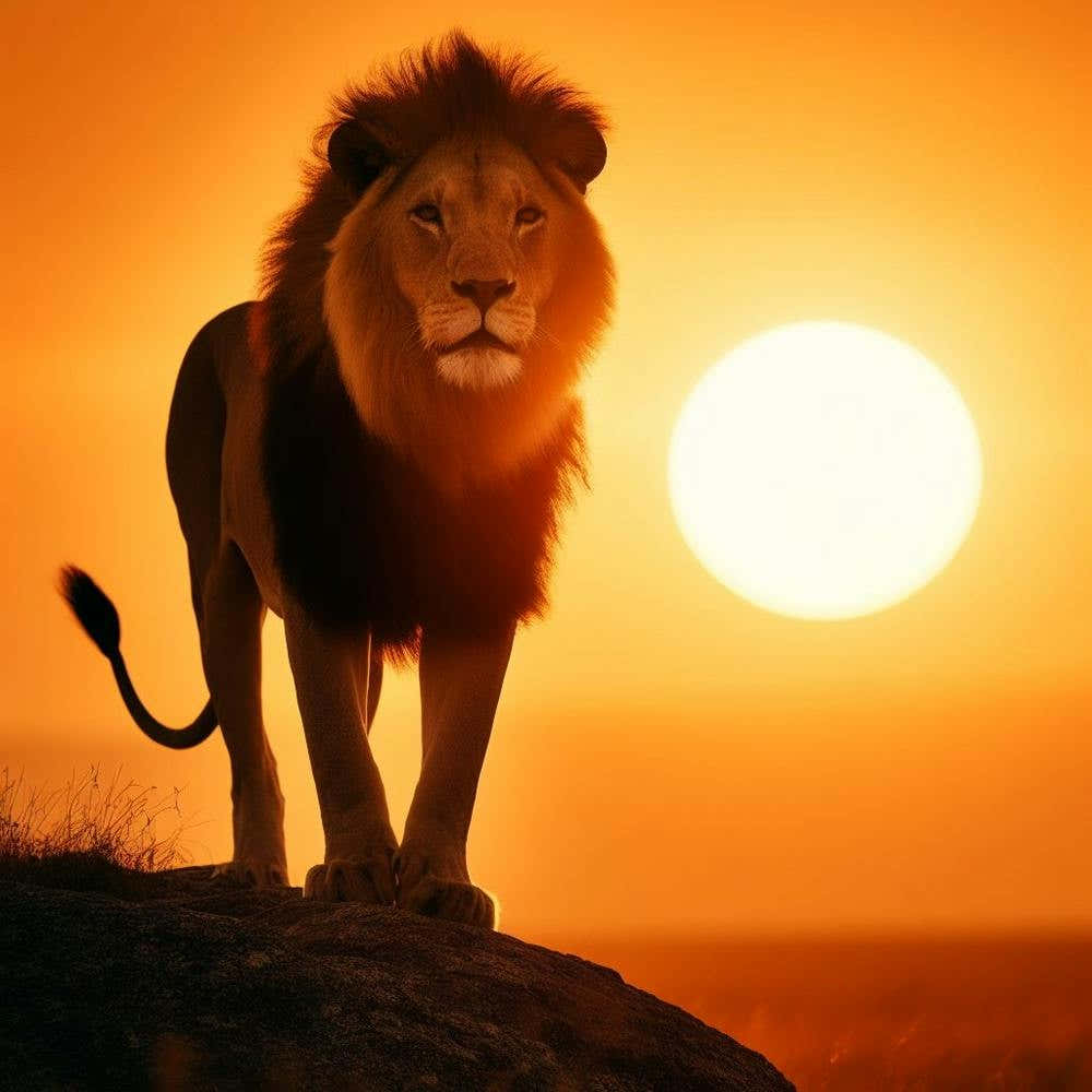 Lion At Sunset