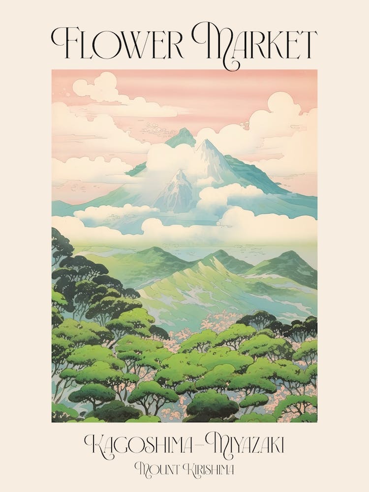 Flower Market Mount Kirishima In Kagoshima Miyazaki, Japanese Landscape 1 Poster