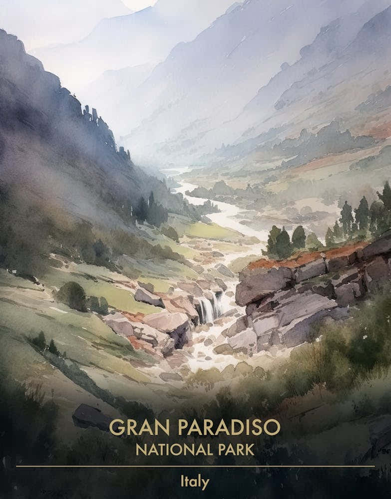Gran Paradiso National Park Italy Watercolour 1
