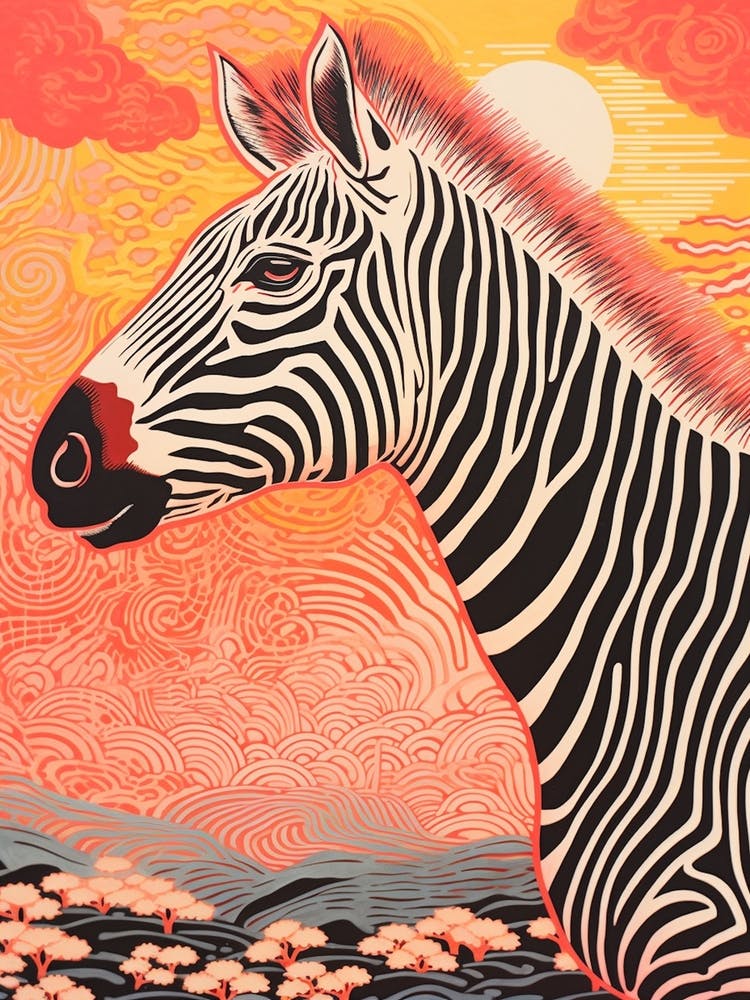 Zebra Pink Orange Line Portrait 2